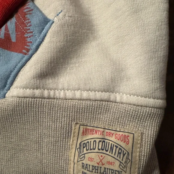 Polo by Ralph Lauren Blue and Cream Graphic Hoodie - Picture 7 of 12